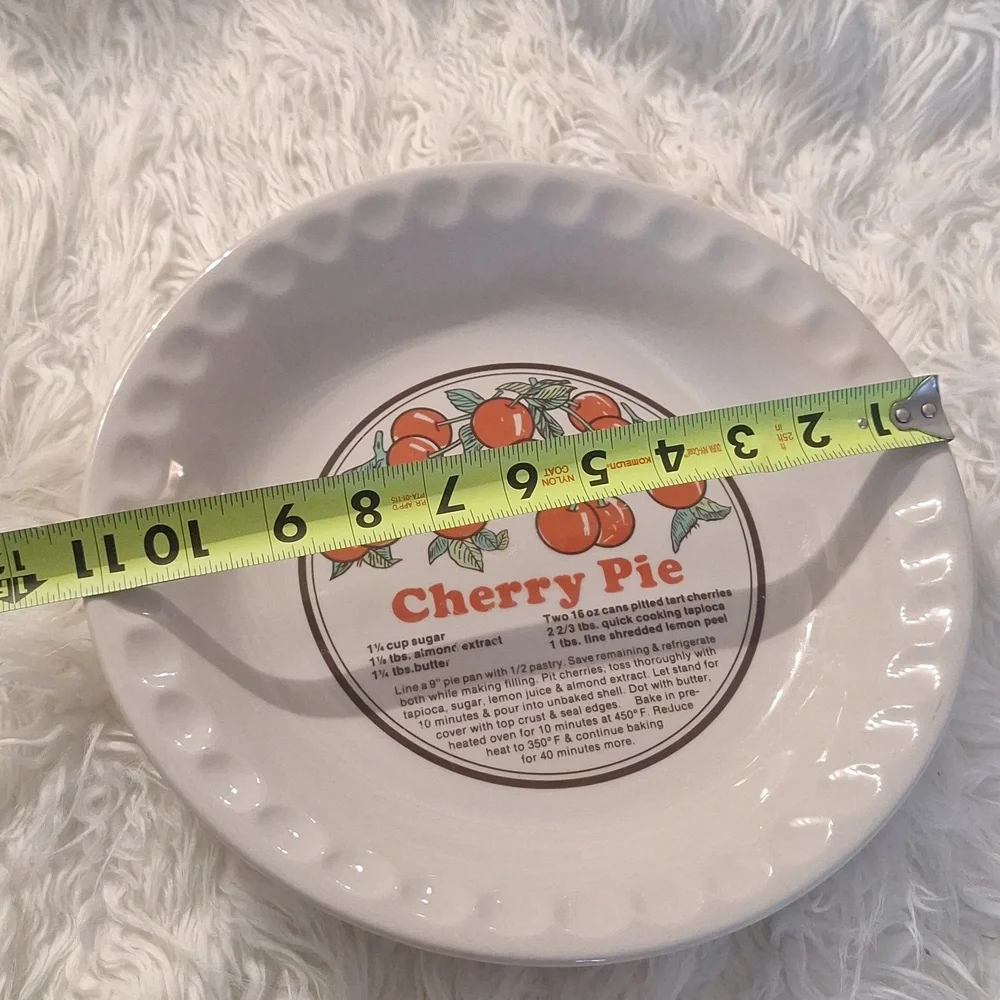 Cherry Pie plate with recipe